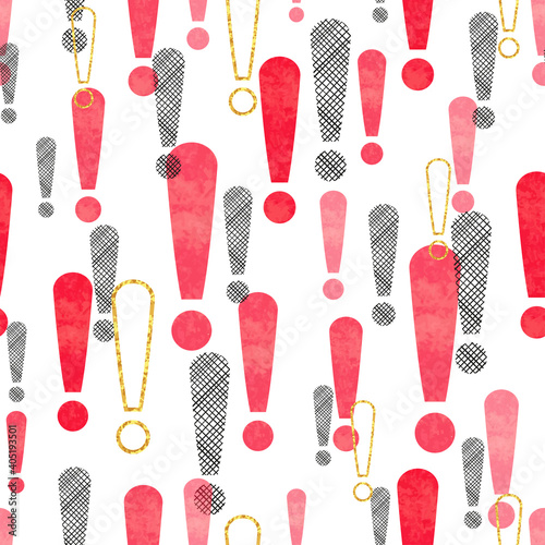 Seamless exclamation marks pattern. Abstract vector print