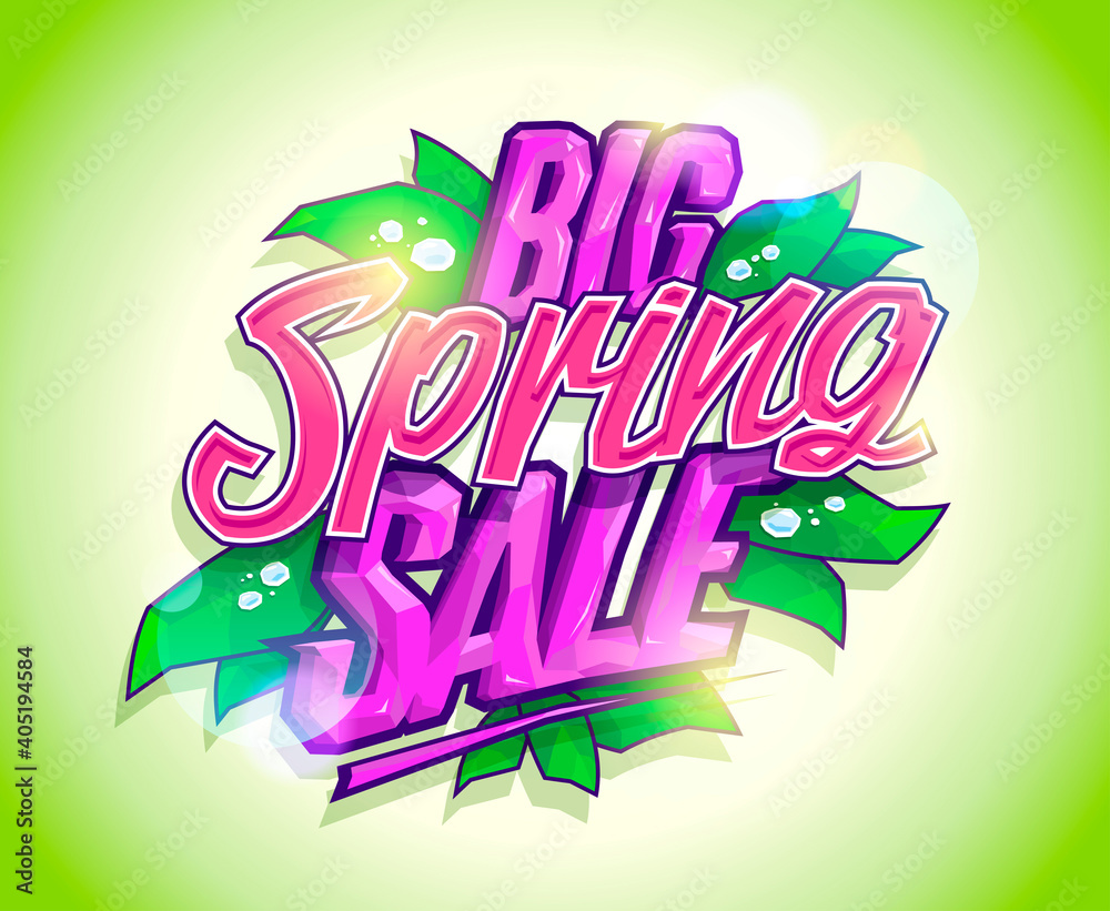 Obraz premium Big spring sale vector banner template
