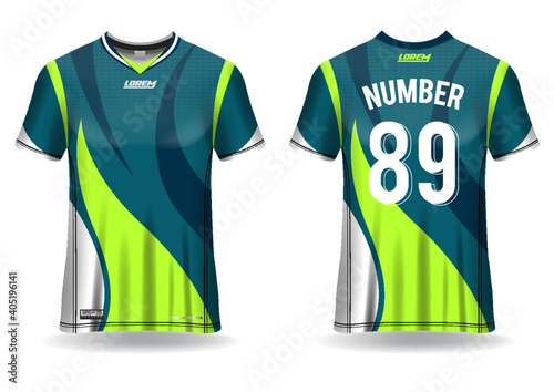 Soccer jersey mockup. t-shirt sport design template, uniform front and back view.