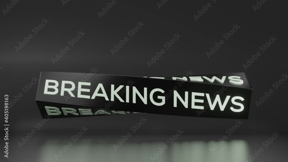 Breaking news banner looping motion. Abstract cubic shape with breaking news text 3d rendering motion animation.