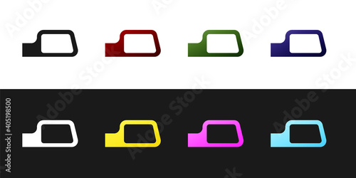 Set Car mirror icon isolated on black and white background. Vector.