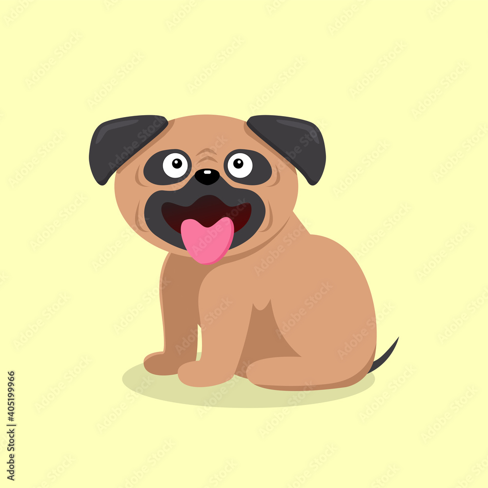 Funny puppy pug dog Vector illustration Funny puppy pug dog Vector illustration