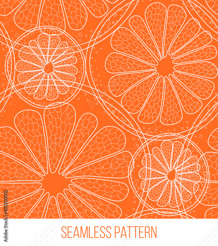 Abstract natural seamless color pattern with citrus in section. Vector illustration.