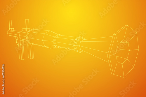 Anti-tank rocket propelled grenade launcher - RPG 7. Wireframe low poly mesh vector illustration.