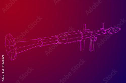 Anti-tank rocket propelled grenade launcher - RPG 7. Wireframe low poly mesh vector illustration.