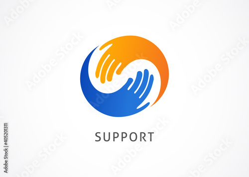 Cooperation Abstract Vector Sign, symbol and logo template. Handshake, network concept design