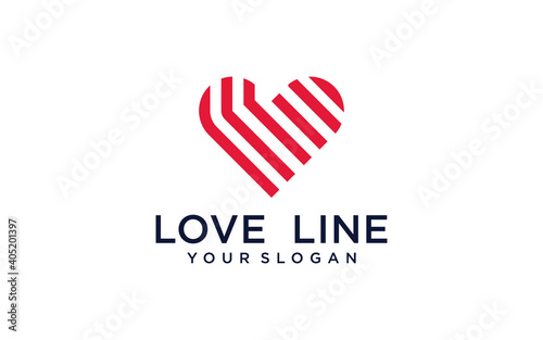 Heart vector symbol. Valentines day ribbon logotype. Abstract line medical health logo