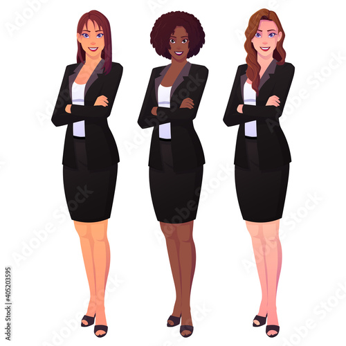 Team of beautiful businesswomen isolated Premium Vector
