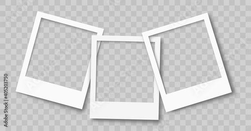 Realistic empty photo frame mackup set. Old photo frame collection. Blank retro photo frames with shadows - stock vector