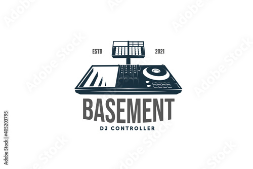 Basement Disc Jockey Controller Logo Design Template