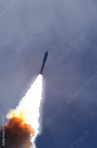 Rocket spaceship. Wonderful launch. The elements of this image furnished by NASA.