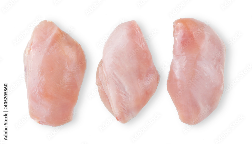 raw chicken breast fillets close up isolated on white background raw chicken breast fillets close up isolated on white background