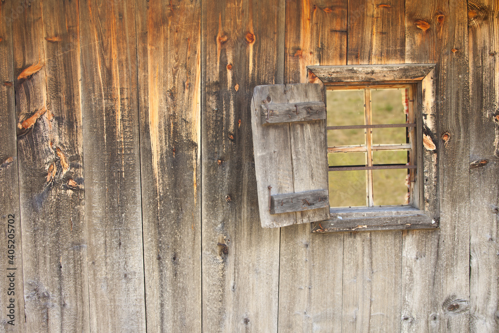 external wooden wall from an Italian mountain cabine in South Tirol