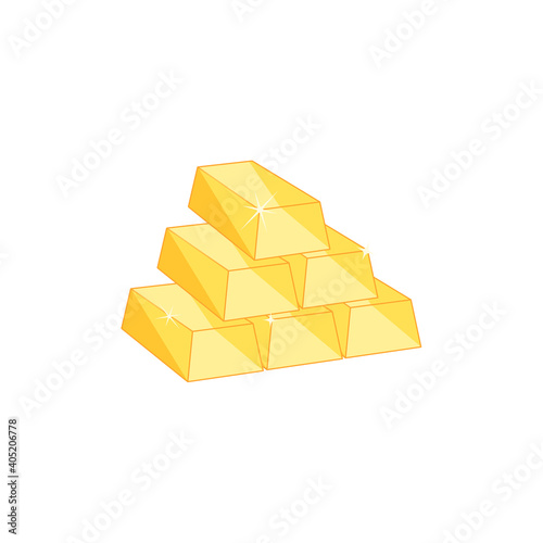 Stack of shiny gold bars. Vector illustration in flat style isolated on white background.