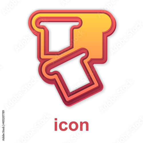 Gold Bread toast for sandwich piece of roasted crouton icon isolated on white background. Lunch, dinner, breakfast snack. Vector.