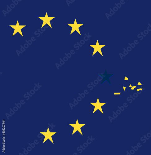 European star fallen from European flag  photo