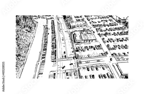 Building view with landmark of Daly City is the 
city in California. Hand drawn sketch illustration in vector. photo