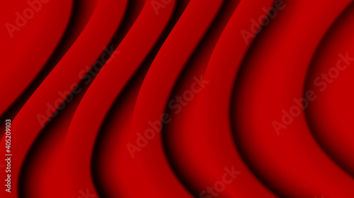 Red draped satin fabric texture. vector illustration, paper cut style