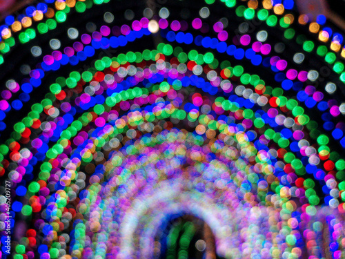 Colorful abstract bokeh lights  background.Defocus light bulbs.