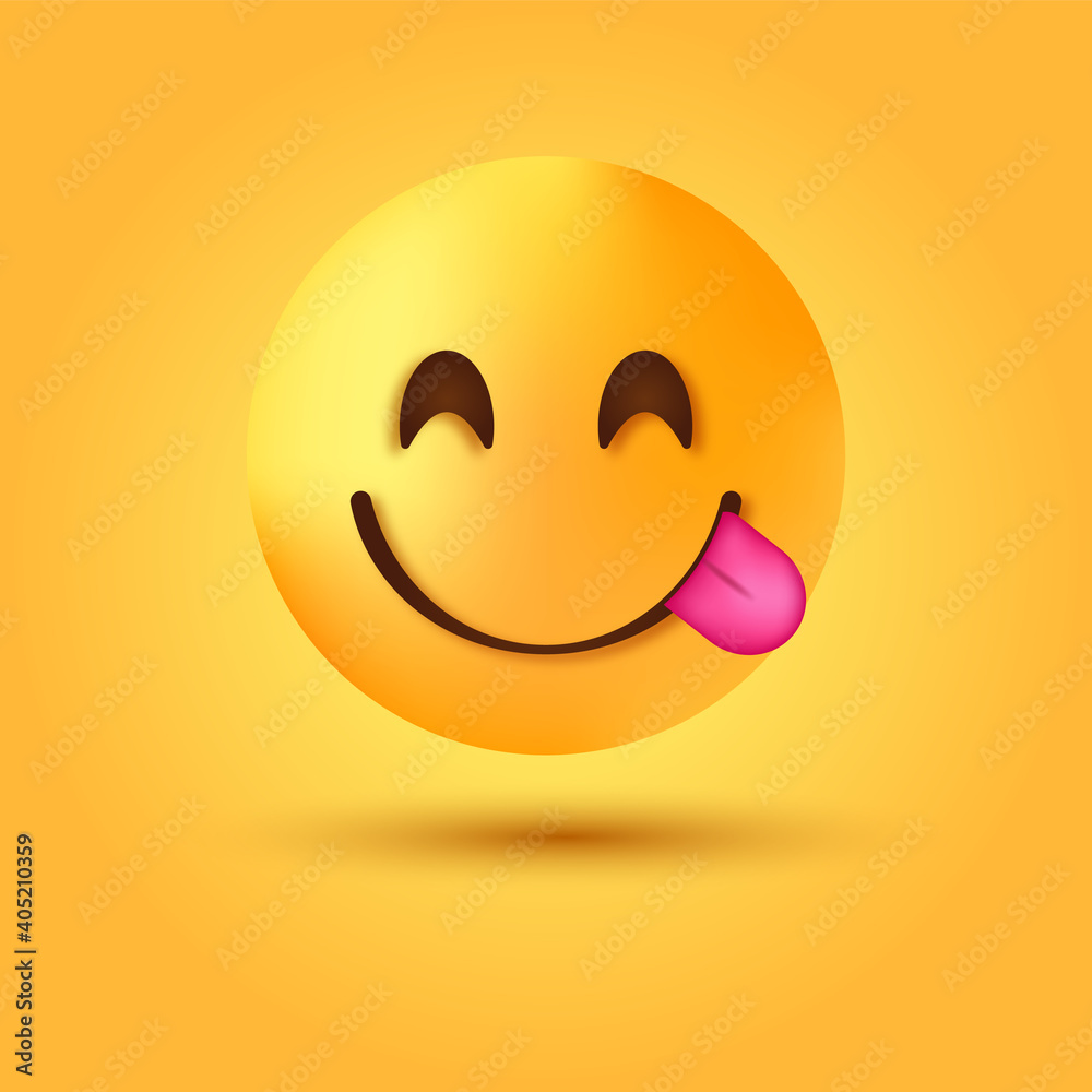 Stockvector 3d Emoji Face Savouring Delicious Food Smiling Face Savoring Licking Lips Smiley