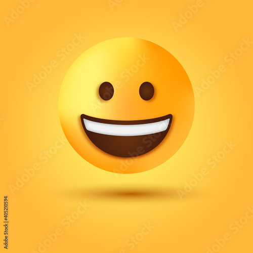 Grinning emoji Face showing upper teeth, happy Smiley Face open eyes emoticon, smiling emotion character with Open Mouth	