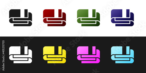 Set Towel stack icon isolated on black and white background. Vector.