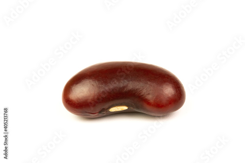 Close-up single red bean or kidney bean isolated on white background.  