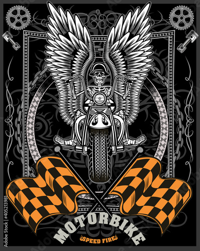 skeleton on motorcycle