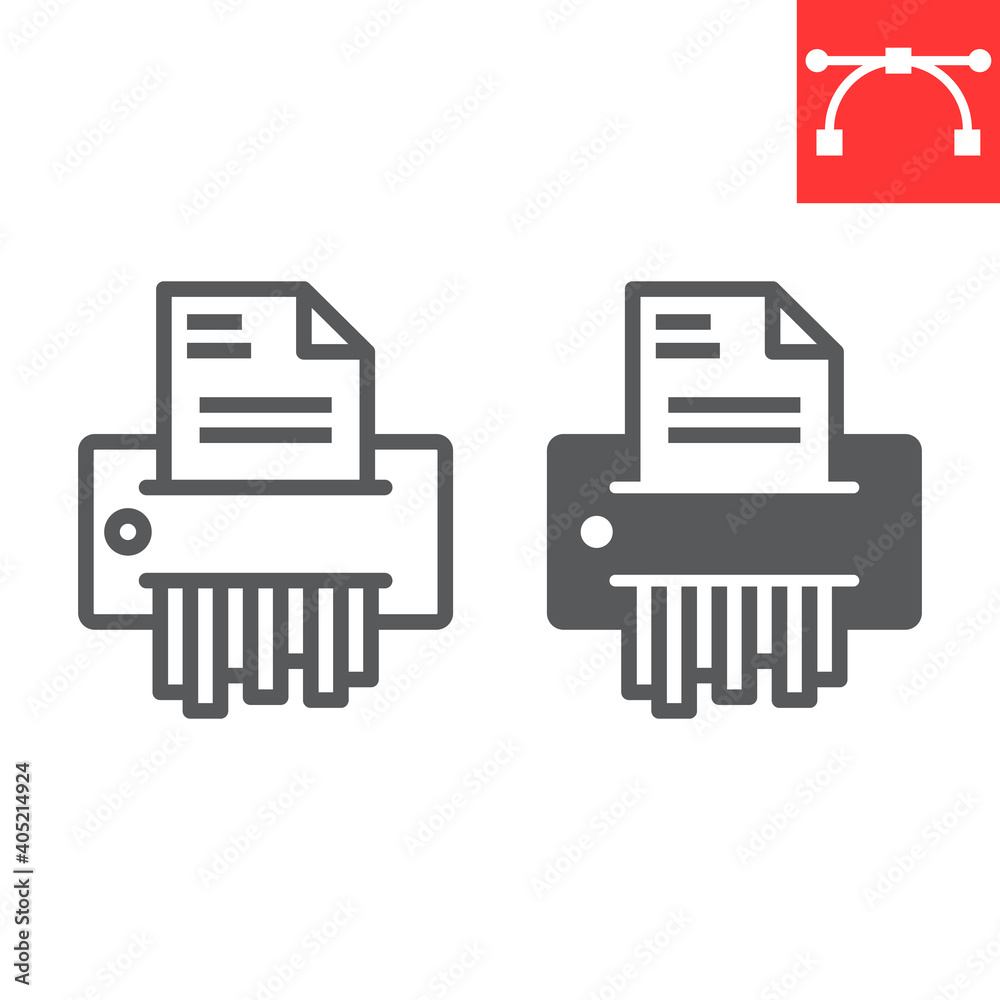 Paper shredder line and glyph icon, security and paperwork, document shredder sign vector graphics, editable stroke linear icon, eps 10. Paper shredder line and glyph icon, security and paperwork, document shredder sign vector graphics, editable stroke linear icon, eps 10.