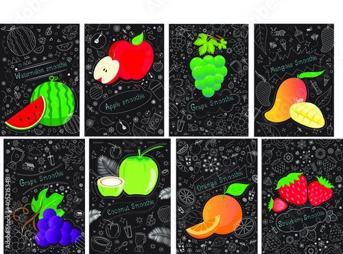 vector smoothies with white line on black background