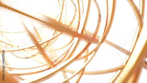Abstract Gold torus 3D rendering multiple pattern rotation, Network technology concept design on white background animation 4K footage
