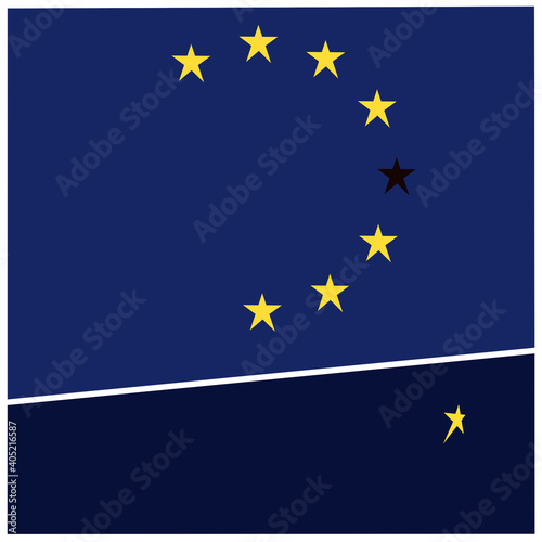 European Union flag with star missing representing the UK leaving the union 