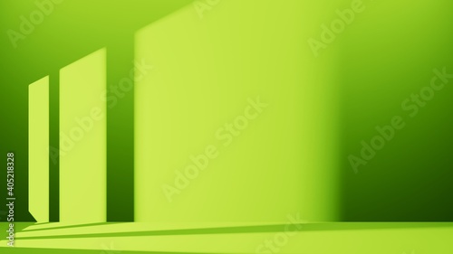 3d illustration of green scene with light