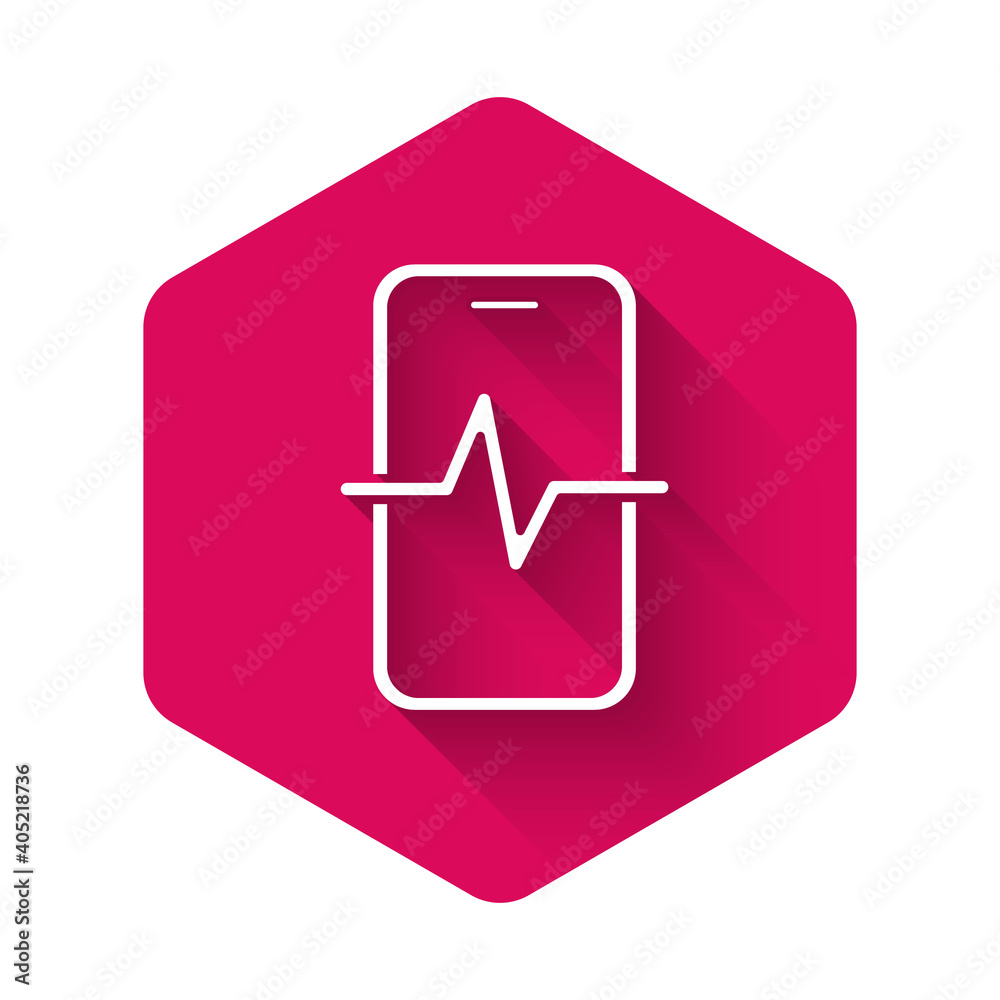 White Phone repair service icon isolated with long shadow background. Adjusting, service, setting, maintenance, repair, fixing. Pink hexagon button. Vector. White Phone repair service icon isolated with long shadow background. Adjusting, service, setting, maintenance, repair, fixing. Pink hexagon button. Vector.