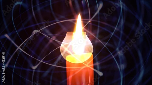 energy light sources lamp and candle a stream of luminous particles, a cycle of a stream of luminous particles. light effects moving and flexible lines in abstract style. profit energy meditation
