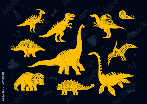 Dinosaurs collection - set of flat design style characters