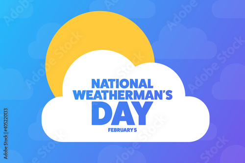 National Weatherman's Day. February 5. Holiday concept. Template for background, banner, card, poster with text inscription. Vector EPS10 illustration.