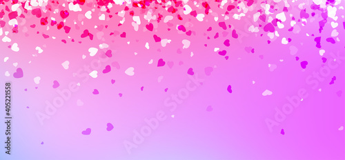 Pink and white hearts confetti background.