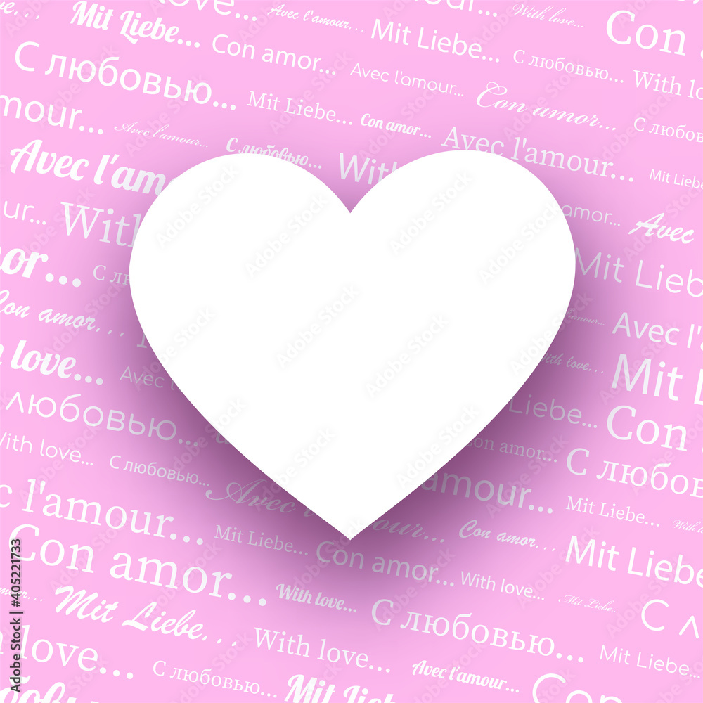 With love text pattern pink background.