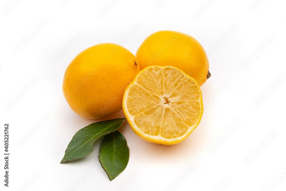 Yellow lemon on a white background. Nataral vitamin, anti-influenza and antiviral ingredient. Yellow lemon on a white background. Nataral vitamin, anti-influenza and antiviral ingredient.