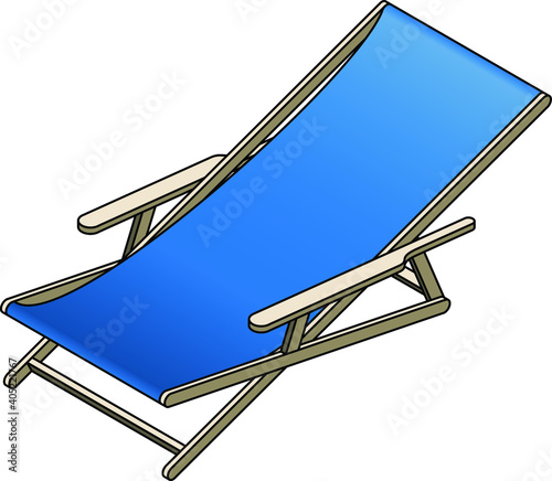 A canvas deck chair. In blue.
