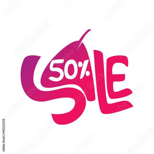 Sale 50% and discount price tag or icon. 50 percent off sale discount, Sales design template. Shopping and low price symbol. Vector illustration.