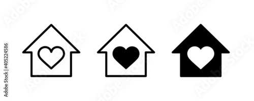 House with heart shape icon , love home symbol, vector illustration isolated on white background stay home, sticker symbol vector covid 19 coronavirus corona icon