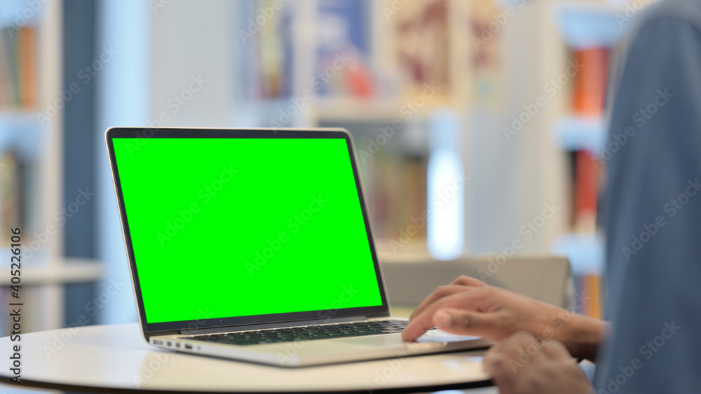Male Hands Using Laptop with Green Chroma Key Screen, Close Up Male Hands Using Laptop with Green Chroma Key Screen, Close Up