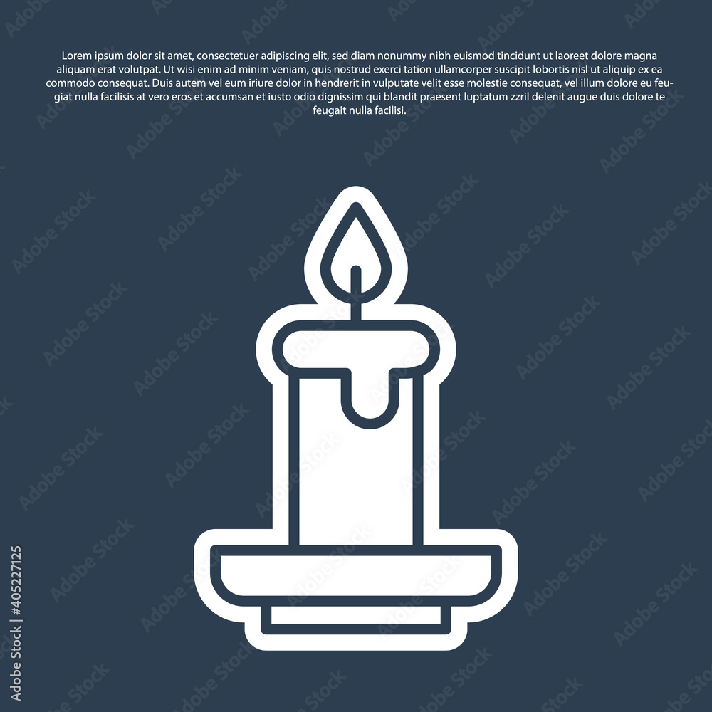 Blue line Aroma candle icon isolated on blue background. Vector. Blue line Aroma candle icon isolated on blue background. Vector.