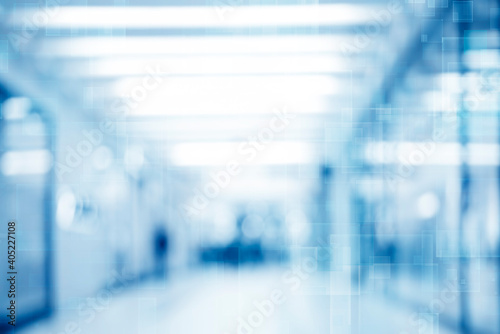 abstract defocused blurred technology space background, empty business corrid...