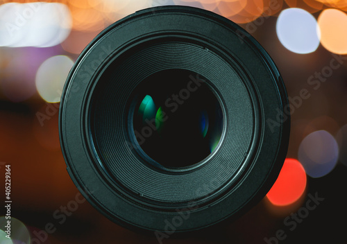 Camera lens with lense reflections.
