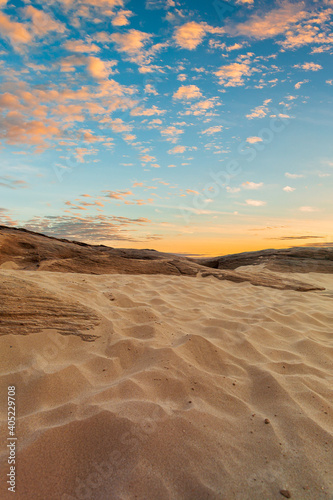 A beautiful sunset in the desert Sunset sand dunes