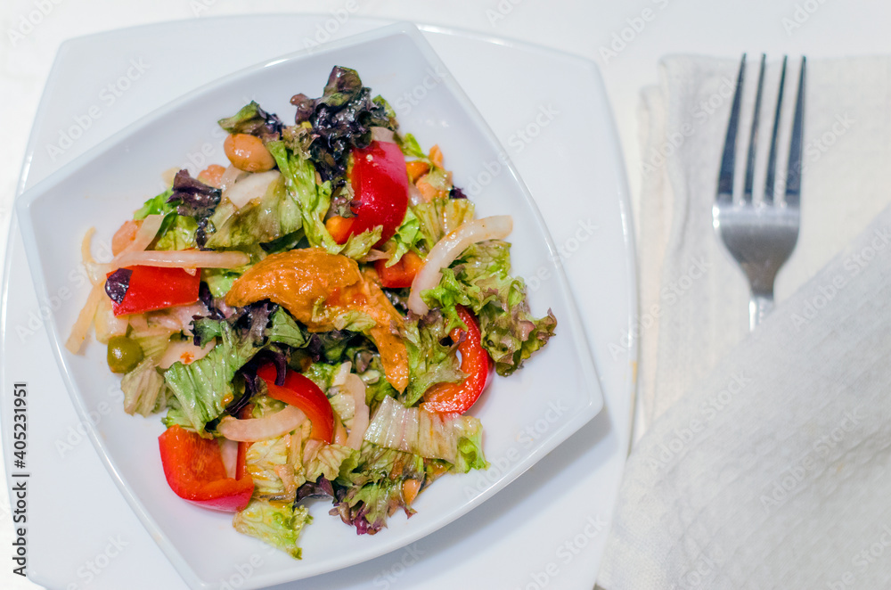 Salmon and beans salad with vegetables Salmon and beans salad with vegetables