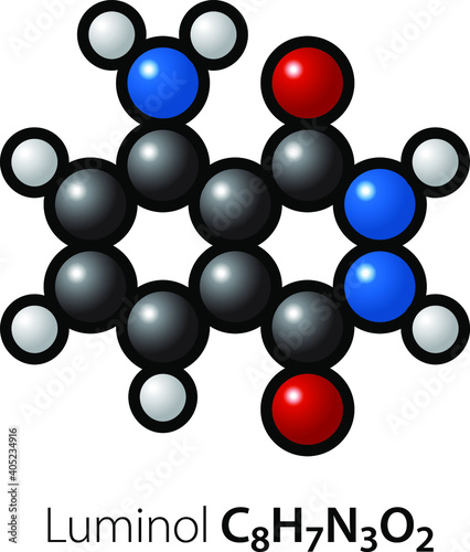 A molecule of Luminol / DFO (1,8-Diazafluoren-9-one). Used by forensic investigators to detect fingerprints on porous surfaces.